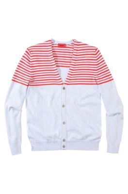 Strick-Cardigan &acute;Squaro` mit Streifen-Muster, Hellgrau