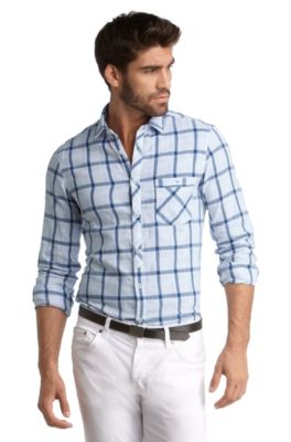Chemise d&eacute;tente &agrave; carreaux tiss&eacute;s, Block