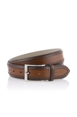 Formal belt with shiny metal buckle 'Ludovico'