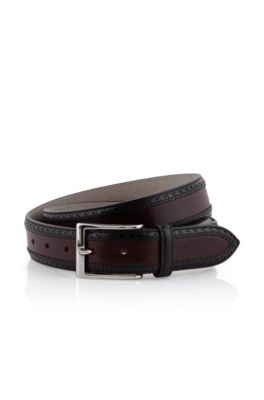 Formal belt with shiny metal buckle 'Ludovico'