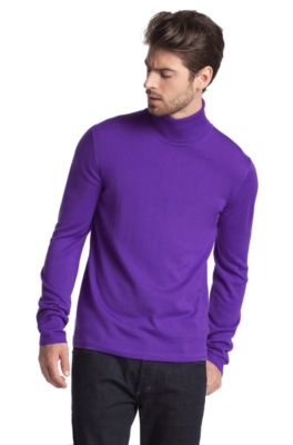 Polo neck pullover made of merino wool'Siriolan', Purple