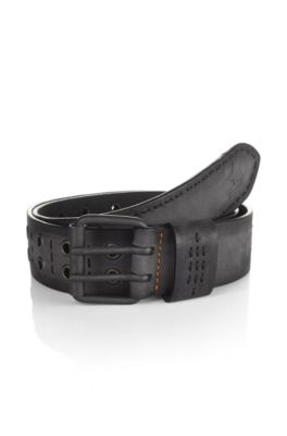 Leather belt with rectangular buckle 'Jiwani'