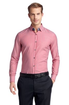 Slim fit business shirt with woven stripes 'Jask
