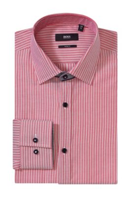 Slim fit business shirt with woven stripes 'Jask