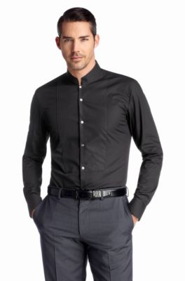 Slim-Fit Anlasshemd &acute;Jemil` mit Stehkragen, Schwarz
