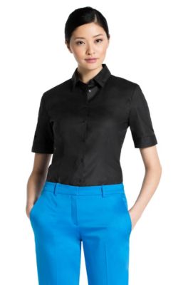 Short-sleeved blended cotton blouse 'Etriss'