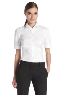 Short-sleeved blended cotton blouse 'Etriss'