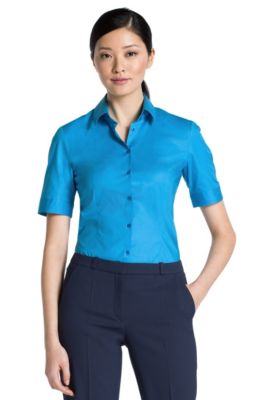 Short-sleeved blended cotton blouse 'Etriss'