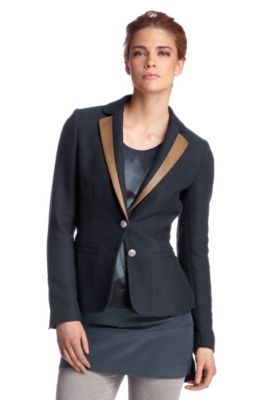 Blazer with lamb leather trim 'Olaria'