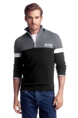 Zip-neck sweater containing new wool 'Zin_MK'