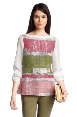 Silk T-shirt with back button placket 'Zophie'