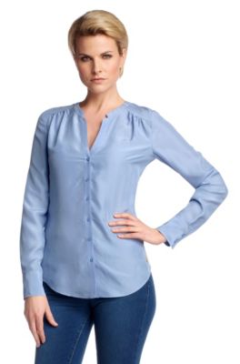 Collarless silk blouse 'Rosalia'