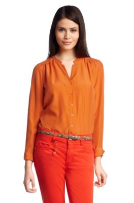 Kraagloze zijden blouse &acute;Rosalia`