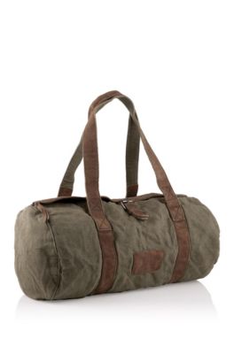 Linen weekender with leather details 'Ferdis'