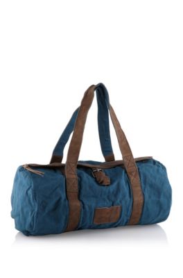 Linen weekender with leather details 'Ferdis'