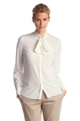 Silk blend, neck-tie blouse 'Binama'