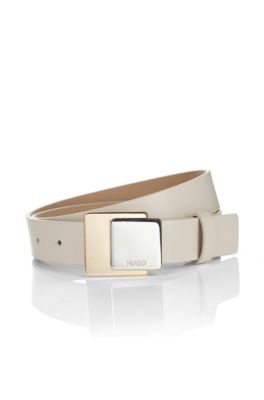 Leather belt with plaque buckle 'Lamira'