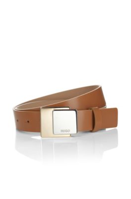 Leather belt with plaque buckle 'Lamira'