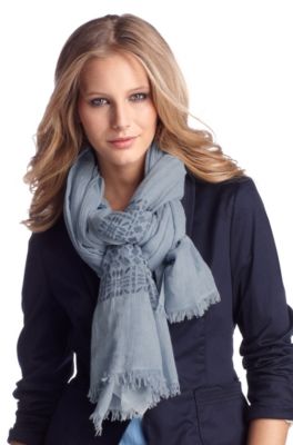 Cotton/wool/viscose scarf 'Nirieam'