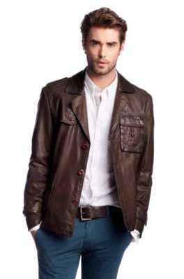 Leather jacket in genuine goatskin leather 'Jomp