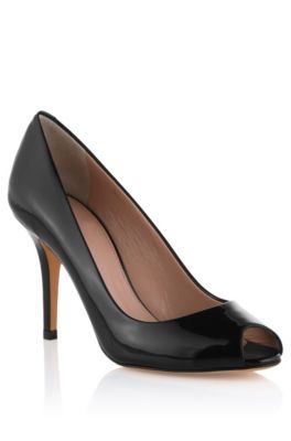 Open toe court shoe in shiny leather 'Vanila'
