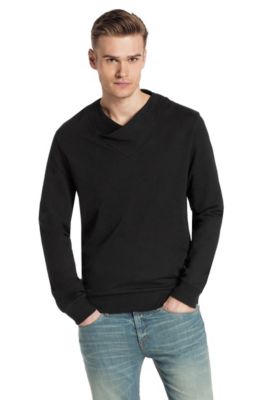 Cotton sweater with a layered neckline 'Droop'