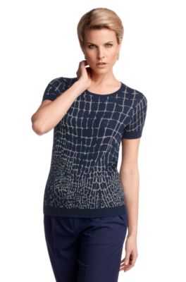 Knitted T-shirt in new wool/cupro 'F4610'