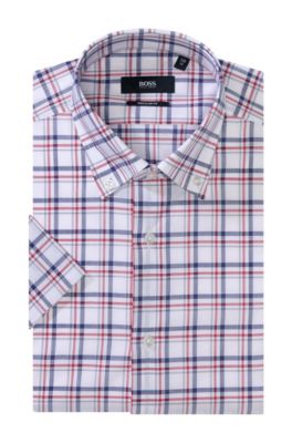 Chemise business &agrave; carreaux ouverts, Edke