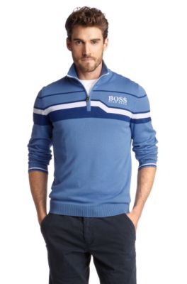 Blended cotton zip-neck sweater 'Zelchior Pro'