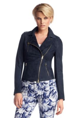 Short leather jacket made of genuine cowhide