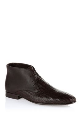 Lace up &acute;Hinos` aus geflochtenem Kalbsleder