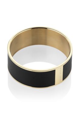 Armreif &acute;JW424` aus Edelstahl mit Leder-Anteil