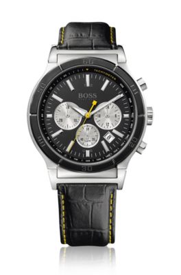Designer chronograph with leather strap'HB 2019'