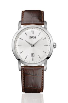 Designer watch with leather strap 'HB1013'