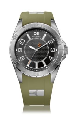 Watch with silicon strap 'BLKS-SCGRN'