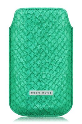 iPhone-hoesje &acute;Coral Green`, van zalmleer