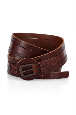 Ceinture en cuir &agrave; sangle suppl&eacute;mentaire, J10024