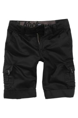 Short d&eacute;tente en coton m&eacute;lang&eacute;, J24140, Noir