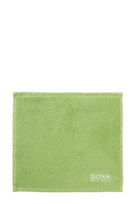 Waschlappen &acute;PLAIN` mit kontrastfarbener Logosti